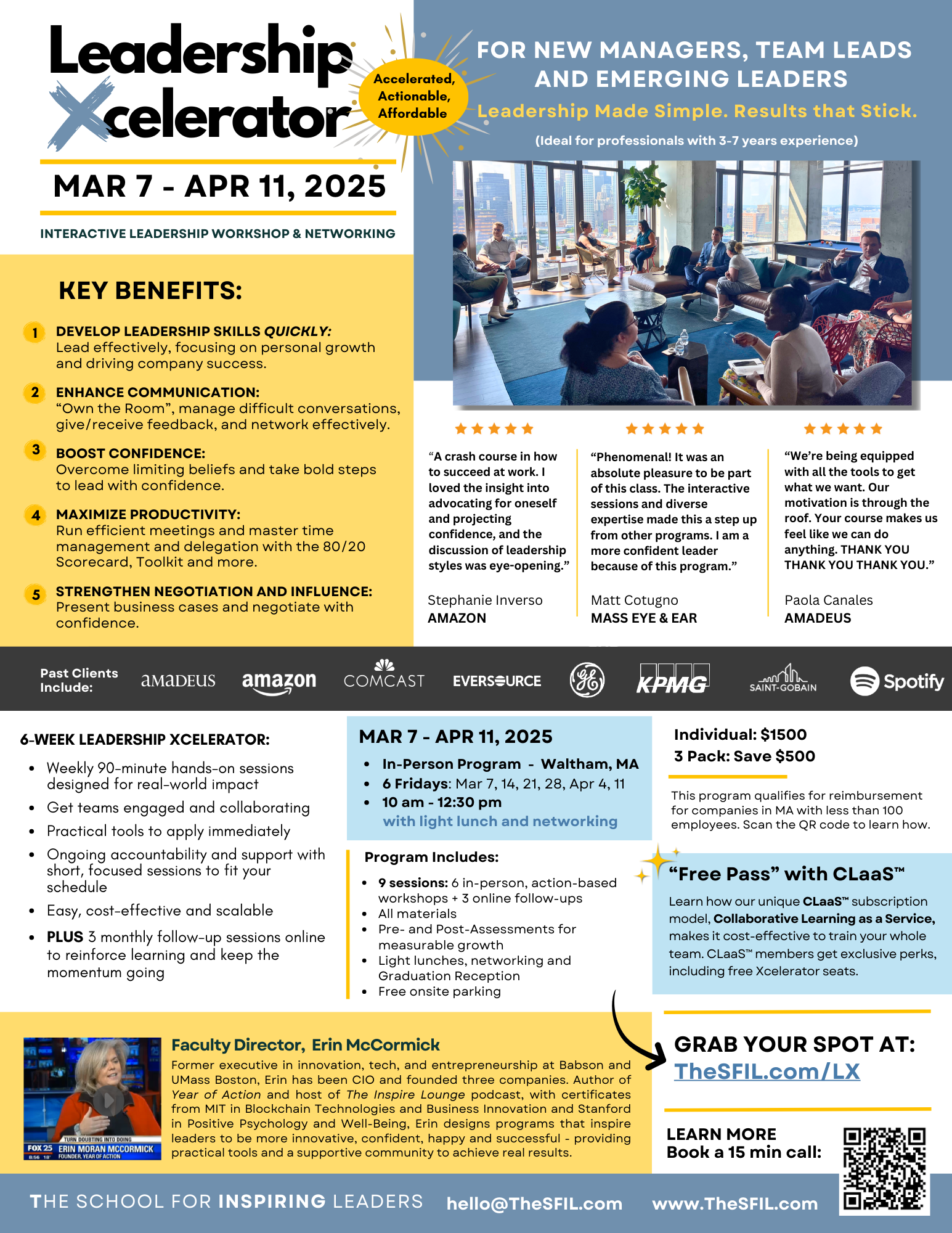 Leadership Xcelerator flyer with early-career leaders